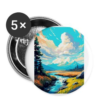 Pieninski Polen Vintage Reiseposter Souvenir - Buttons groß 56 mm (5er Pack) - Weiß - Vorne