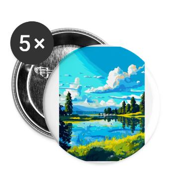 Wielkopolski Pologne Affiche de voyage vintage souvenir - Lot de 5 grands badges (56 mm) - blanc - Devant