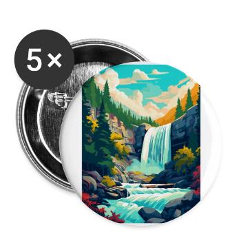 Affiche de voyage vintage des chutes de Giessbach en Suisse - Lot de 5 grands badges (56 mm) - blanc - Devant