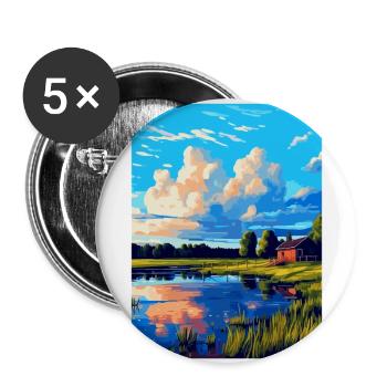 Narew Pologne Affiche de voyage vintage WPA Souvenir - Lot de 5 grands badges (56 mm) - blanc - Devant