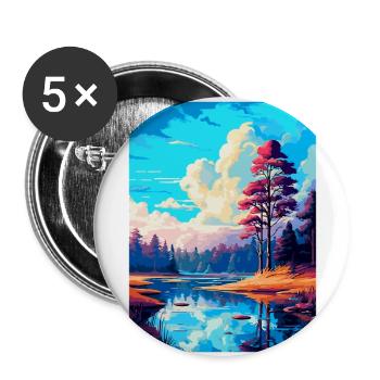 Kampinos Pologne Affiche de voyage vintage Souvenir WPA - Lot de 5 grands badges (56 mm) - blanc - Devant
