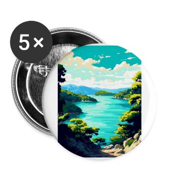Mljet Croatie Affiche de voyage vintage WPA Souvenir - Lot de 5 grands badges (56 mm) - blanc - Devant