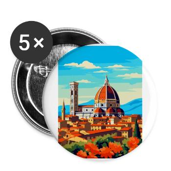 Florence Italy Vintage Travel Poster Souvenir WPA - Buttons large 2.2''/56 mm (5-pack) - white - Front