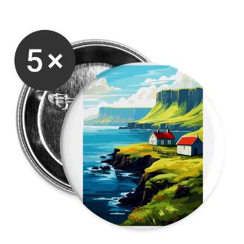 Faroe Island Denmark Vintage Travel Poster WPA Art - Buttons large 2.2''/56 mm (5-pack) - white - Front