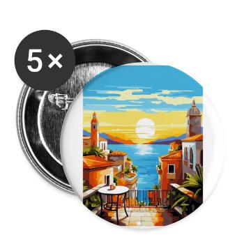 Malaga Espagne Affiche de voyage vintage WPA Souvenir - Lot de 5 grands badges (56 mm) - blanc - Devant