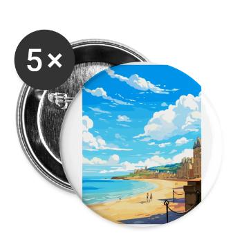 Saint Malo France Vintage Travel Poster Souvenir - Buttons large 2.2''/56 mm (5-pack) - white - Front