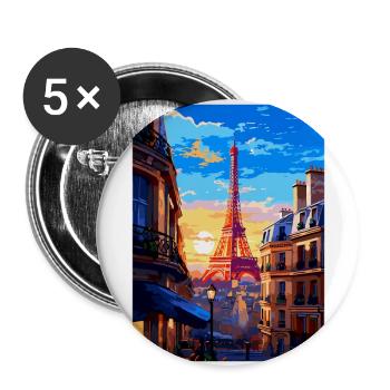 Paris Frankreich Vintage Reiseposter WPA Souvenir - Buttons groß 56 mm (5er Pack) - Weiß - Vorne