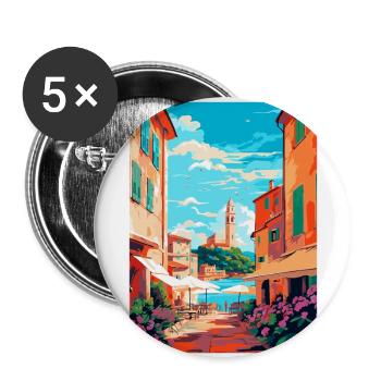 St Tropez France Affiche de voyage vintage souvenir - Lot de 5 grands badges (56 mm) - blanc - Devant