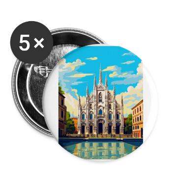 Milan Italy Vintage Travel Poster WPA Art Souvenir - Buttons large 2.2''/56 mm (5-pack) - white - Front