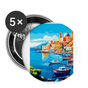 Naples Italy Vintage Travel Poster WPA Souvenir - Buttons large 2.2''/56 mm (5-pack) - white - Front