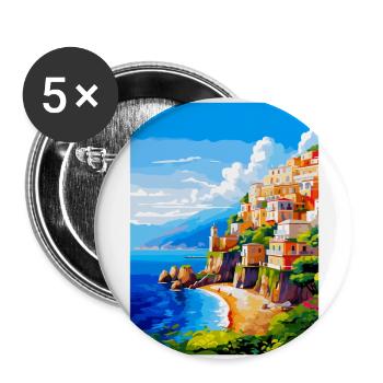 Amalfi Italy Vintage Travel Poster WPA Souvenir - Buttons large 2.2''/56 mm (5-pack) - white - Front