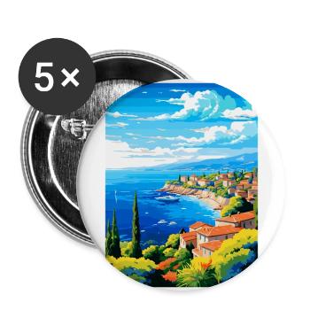 Côte d Azur Frankreich Vintage Reiseplakat Souvenir - Buttons groß 56 mm (5er Pack) - Weiß - Vorne