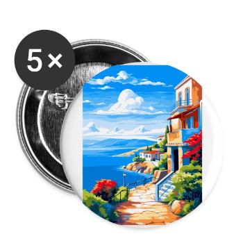 Elafonisos Grèce Affiche de voyage vintage souvenir - Lot de 5 grands badges (56 mm) - blanc - Devant