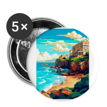 Biarritz France Affiche de voyage vintage Souvenir WPA - Lot de 5 grands badges (56 mm) - blanc - Devant
