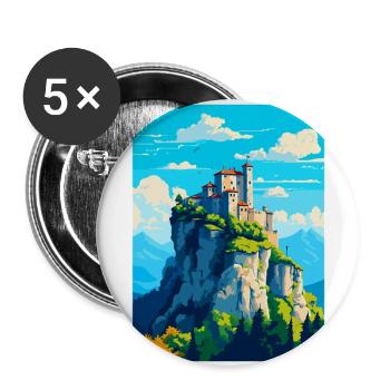 San Marino Vintage Travel Poster Souvenir Souvenir - Buttons large 2.2''/56 mm (5-pack) - white - Front