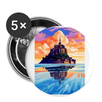 Mont Saint Michel France Vintage Travel Poster WPA - Buttons large 2.2''/56 mm (5-pack) - white - Front