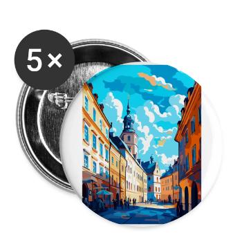 Lublin Pologne Affiche de voyage vintage WPA Souvenir - Lot de 5 grands badges (56 mm) - blanc - Devant