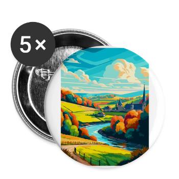 Ardennes France Vintage Voyage Poster Souvenir WPA - Lot de 5 grands badges (56 mm) - blanc - Devant