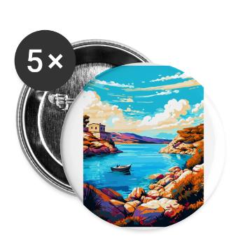 Kornati Kroatien Vintage Reiseplakat Souvenir WPA - Buttons groß 56 mm (5er Pack) - Weiß - Vorne