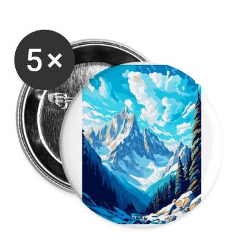 Chamonix France Vintage Travel Poster Souvenir WPA - Buttons large 2.2''/56 mm (5-pack) - white - Front