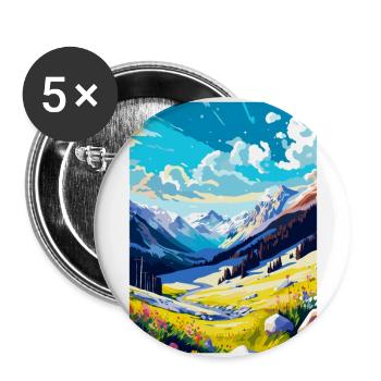 Obertauern Österreich Vintage Reiseplakat Souvenir - Buttons groß 56 mm (5er Pack) - Weiß - Vorne