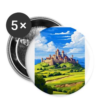 Carcassonn Frankreich Vintage Reiseplakat Souvenir - Buttons groß 56 mm (5er Pack) - Weiß - Vorne