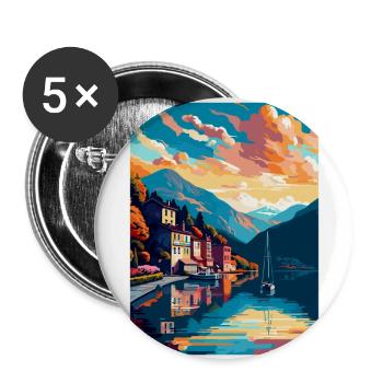 Mondsee Autriche Affiche de voyage vintage souvenir WPA - Lot de 5 grands badges (56 mm) - blanc - Devant