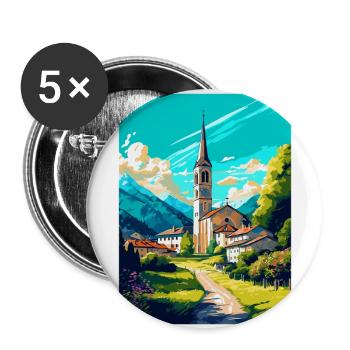Hallein Autriche Affiche de voyage vintage souvenir WPA - Lot de 5 grands badges (56 mm) - blanc - Devant