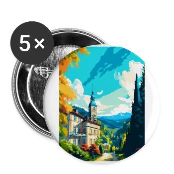 Baden Baden Deutschland Vintage Reiseplakat Souvenir - Buttons groß 56 mm (5er Pack) - Weiß - Vorne