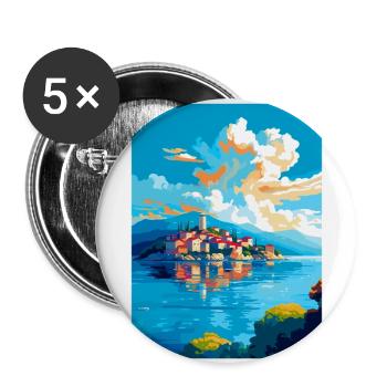 Île de Ciovo Croatie Affiche de voyage vintage WPA Art - Lot de 5 grands badges (56 mm) - blanc - Devant