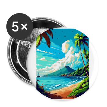 Martinique Caraïbes Vintage Voyage Affiche WPA Art - Lot de 5 grands badges (56 mm) - blanc - Devant