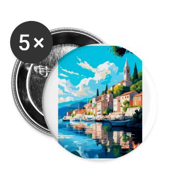 Skradin Kroatien Vintage Reiseplakat Souvenir WPA - Buttons groß 56 mm (5er Pack) - Weiß - Vorne
