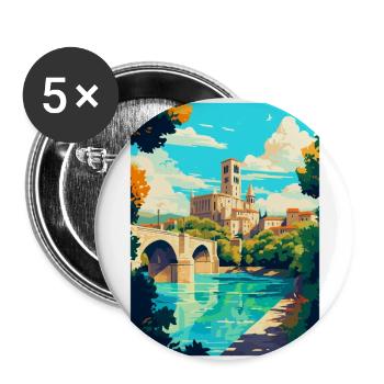 Avignon Frankreich Vintage Reiseplakat Souvenir WPA - Buttons groß 56 mm (5er Pack) - Weiß - Vorne