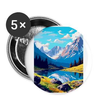 Tatry Pologne Affiche de voyage vintage WPA Souvenir - Lot de 5 grands badges (56 mm) - blanc - Devant