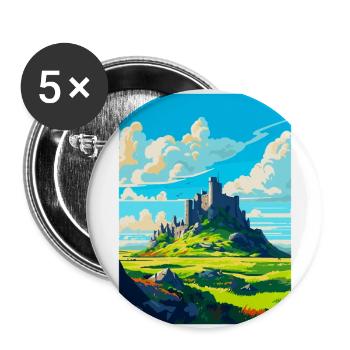 Rock Of Cashel Irlande Royaume-Uni Affiche De Voyage Vintage - Lot de 5 grands badges (56 mm) - blanc - Devant