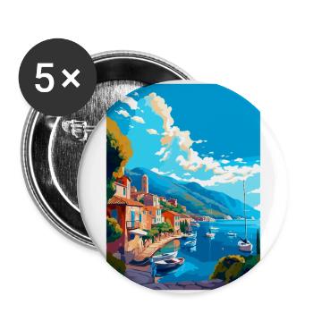 Samos Griechenland Vintage Reiseposter WPA Souvenir - Buttons groß 56 mm (5er Pack) - Weiß - Vorne