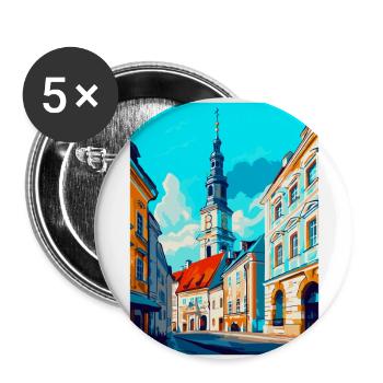 Czestochowa Pologne Affiche de voyage vintage souvenir - Lot de 5 grands badges (56 mm) - blanc - Devant