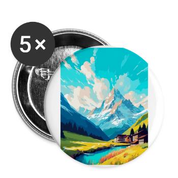 Lech Österreich Vintage Reiseplakat WPA Souvenir - Buttons groß 56 mm (5er Pack) - Weiß - Vorne