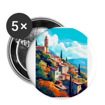 Grasse Frankreich Vintage Reiseposter WPA Souvenir - Buttons groß 56 mm (5er Pack) - Weiß - Vorne