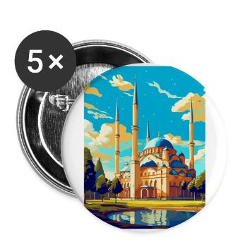 Edirne Türkei Vintage Reiseposter WPA Souvenir - Buttons groß 56 mm (5er Pack) - Weiß - Vorne