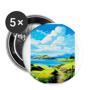 Isle Of Lismore Scotland Uk Vintage Travel Poster - Buttons large 2.2''/56 mm (5-pack) - white - Front