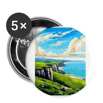 Grand Orme Pays de Galles Royaume-Uni Affiche de voyage vintage souvenir - Lot de 5 grands badges (56 mm) - blanc - Devant