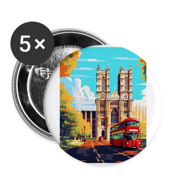 Westminster Abbey London England Großbritannien Reiseplakat - Buttons groß 56 mm (5er Pack) - Weiß - Vorne