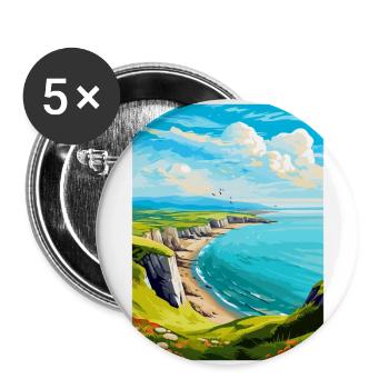 Grand Orme Pays de Galles Royaume-Uni Affiche de voyage vintage souvenir - Lot de 5 grands badges (56 mm) - blanc - Devant