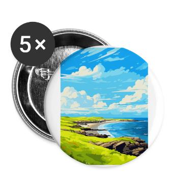 Isle Of Sanday Scotland Uk Vintage Travel Poster - Buttons large 2.2''/56 mm (5-pack) - white - Front
