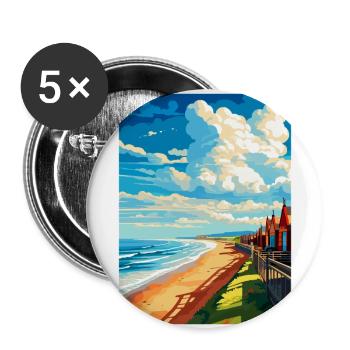 Saltburn By The Sea Angleterre Royaume-Uni Affiche de voyage WPA - Lot de 5 grands badges (56 mm) - blanc - Devant