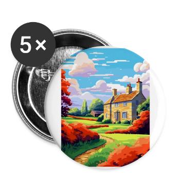 Cotswolds Angleterre Royaume-Uni Affiche de voyage vintage WPA Art - Lot de 5 grands badges (56 mm) - blanc - Devant