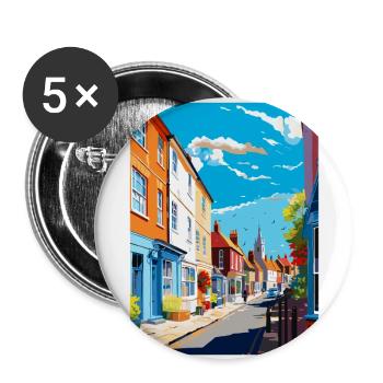 Faversham Angleterre Royaume-Uni Affiche de voyage vintage WPA Art - Lot de 5 grands badges (56 mm) - blanc - Devant