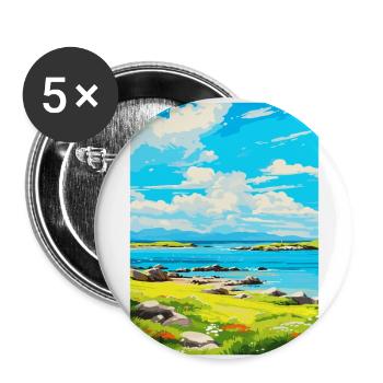 Isle Of Gigha Scotland Uk Vintage Travel Poster - Buttons large 2.2''/56 mm (5-pack) - white - Front