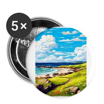 Isle Of Coll Schottland UK Vintage Reiseposter WPA - Buttons groß 56 mm (5er Pack) - Weiß - Vorne
